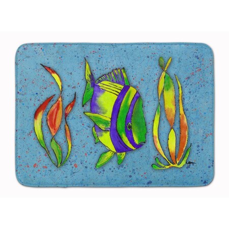Carolines Treasures Tropical Fish on Blue Machine Washable Memory Foam Mat 8570RUG